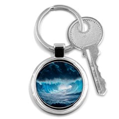 Thunderstorm Storm Tsunami Waves Ocean Sea Key Chain (round) by uniart180623