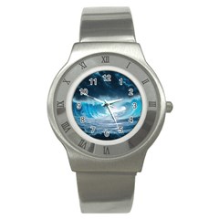 Thunderstorm Storm Tsunami Waves Ocean Sea Stainless Steel Watch by uniart180623