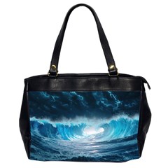 Thunderstorm Storm Tsunami Waves Ocean Sea Oversize Office Handbag (2 Sides) by uniart180623