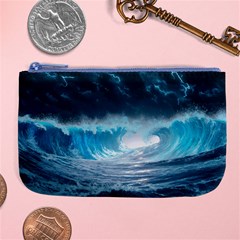 Thunderstorm Storm Tsunami Waves Ocean Sea Large Coin Purse by uniart180623