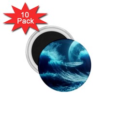 Moonlight High Tide Storm Tsunami Waves Ocean Sea 1 75  Magnets (10 Pack)  by uniart180623