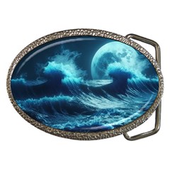 Moonlight High Tide Storm Tsunami Waves Ocean Sea Belt Buckles by uniart180623