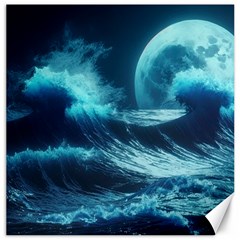 Moonlight High Tide Storm Tsunami Waves Ocean Sea Canvas 12  X 12  by uniart180623