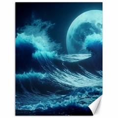 Moonlight High Tide Storm Tsunami Waves Ocean Sea Canvas 18  X 24  by uniart180623