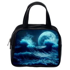 Moonlight High Tide Storm Tsunami Waves Ocean Sea Classic Handbag (one Side) by uniart180623