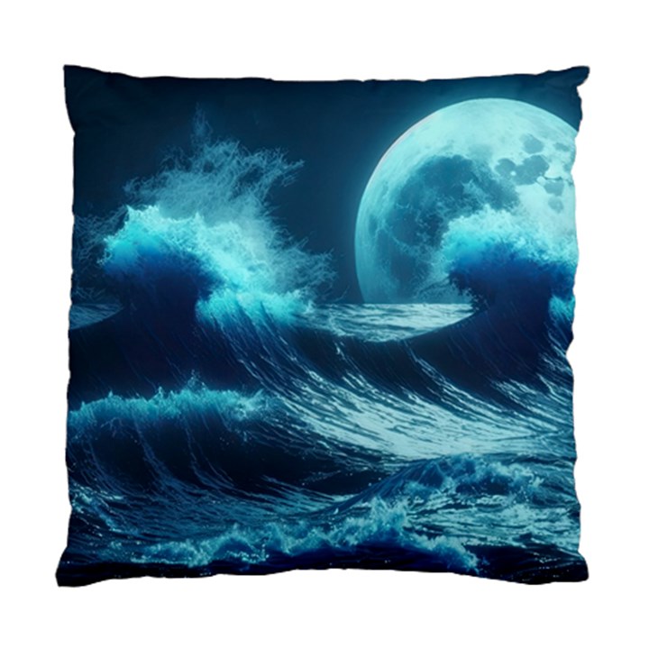 Moonlight High Tide Storm Tsunami Waves Ocean Sea Standard Cushion Case (Two Sides)