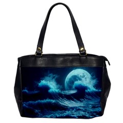 Moonlight High Tide Storm Tsunami Waves Ocean Sea Oversize Office Handbag by uniart180623