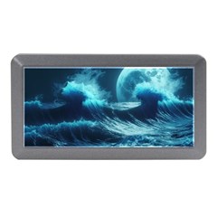 Moonlight High Tide Storm Tsunami Waves Ocean Sea Memory Card Reader (mini) by uniart180623