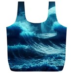 Moonlight High Tide Storm Tsunami Waves Ocean Sea Full Print Recycle Bag (XL) Front