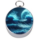 Moonlight High Tide Storm Tsunami Waves Ocean Sea Silver Compasses Front