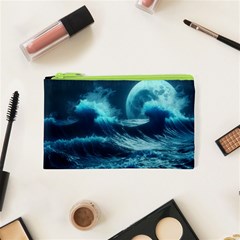 Moonlight High Tide Storm Tsunami Waves Ocean Sea Cosmetic Bag (xs) by uniart180623