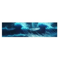 Moonlight High Tide Storm Tsunami Waves Ocean Sea Oblong Satin Scarf (16  X 60 ) by uniart180623