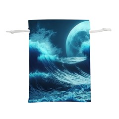 Moonlight High Tide Storm Tsunami Waves Ocean Sea Lightweight Drawstring Pouch (s) by uniart180623