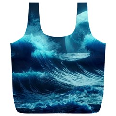 Moonlight High Tide Storm Tsunami Waves Ocean Sea Full Print Recycle Bag (xxxl) by uniart180623