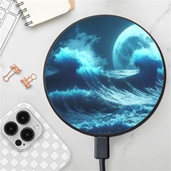 Moonlight High Tide Storm Tsunami Waves Ocean Sea Wireless Fast Charger(black) by uniart180623