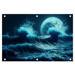 Moonlight High Tide Storm Tsunami Waves Ocean Sea Banner And Sign 6  X 4  by uniart180623