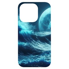 Moonlight High Tide Storm Tsunami Waves Ocean Sea Iphone 14 Pro Black Uv Print Case