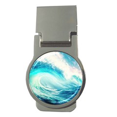 Tsunami Waves Ocean Sea Nautical Nature Water Nature Money Clips (round)  by uniart180623