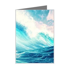 Tsunami Waves Ocean Sea Nautical Nature Water Nature Mini Greeting Card by uniart180623