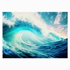 Tsunami Waves Ocean Sea Nautical Nature Water Nature Large Glasses Cloth (2 Sides) by uniart180623