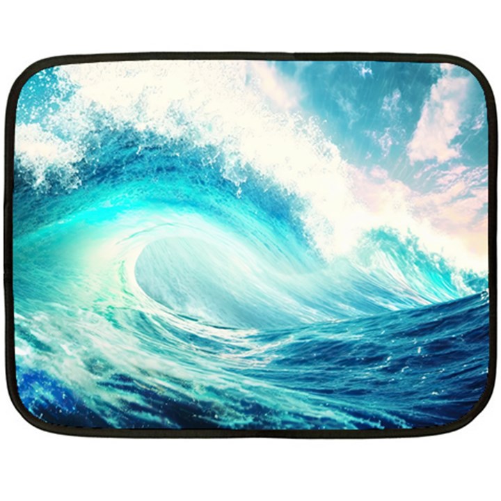 Tsunami Waves Ocean Sea Nautical Nature Water Nature Fleece Blanket (Mini)