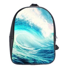 Tsunami Waves Ocean Sea Nautical Nature Water Nature School Bag (large) by uniart180623