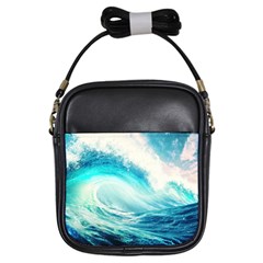 Tsunami Waves Ocean Sea Nautical Nature Water Nature Girls Sling Bag by uniart180623