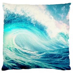 Tsunami Waves Ocean Sea Nautical Nature Water Nature Large Cushion Case (two Sides) by uniart180623