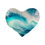 Tsunami Waves Ocean Sea Nautical Nature Water Nature Standard 16  Premium Heart Shape Cushions Back