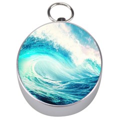 Tsunami Waves Ocean Sea Nautical Nature Water Nature Silver Compasses by uniart180623