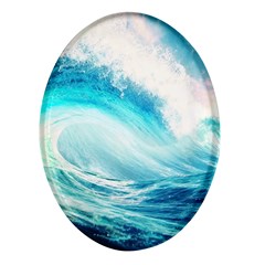 Tsunami Waves Ocean Sea Nautical Nature Water Nature Oval Glass Fridge Magnet (4 Pack) by uniart180623