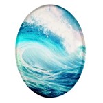 Tsunami Waves Ocean Sea Nautical Nature Water Nature Oval Glass Fridge Magnet (4 pack) Front