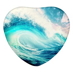 Tsunami Waves Ocean Sea Nautical Nature Water Nature Heart Glass Fridge Magnet (4 Pack)