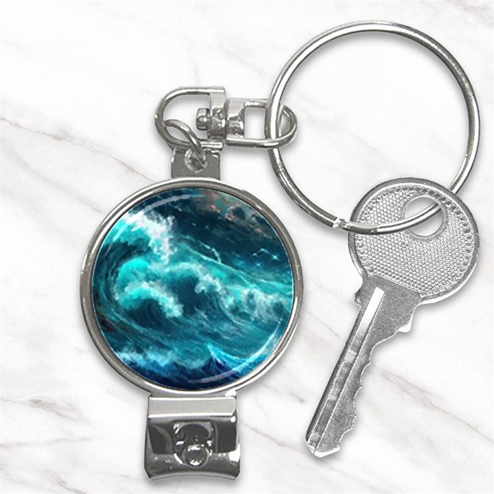 Thunderstorm Tsunami Tidal Wave Ocean Waves Sea Nail Clippers Key Chain