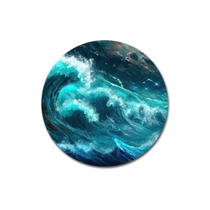 Thunderstorm Tsunami Tidal Wave Ocean Waves Sea Magnet 3  (Round)