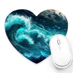 Thunderstorm Tsunami Tidal Wave Ocean Waves Sea Heart Mousepad by uniart180623