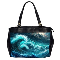 Thunderstorm Tsunami Tidal Wave Ocean Waves Sea Oversize Office Handbag (2 Sides) by uniart180623