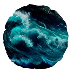 Thunderstorm Tsunami Tidal Wave Ocean Waves Sea Large 18  Premium Round Cushions Front