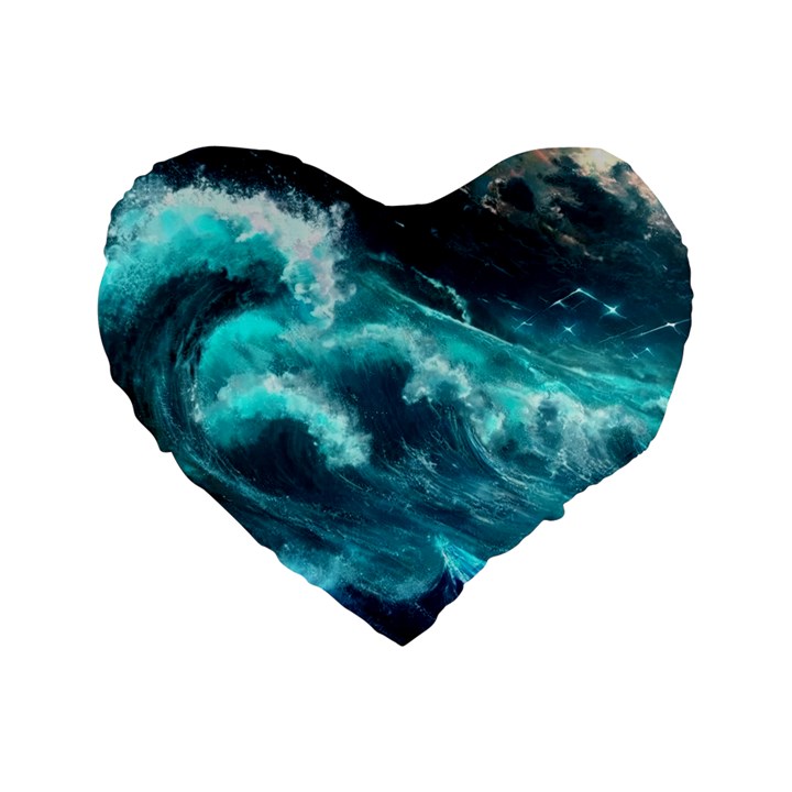 Thunderstorm Tsunami Tidal Wave Ocean Waves Sea Standard 16  Premium Heart Shape Cushions