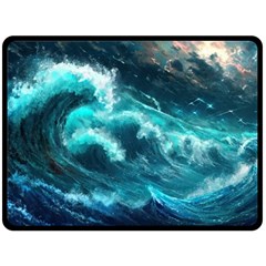 Thunderstorm Tsunami Tidal Wave Ocean Waves Sea Two Sides Fleece Blanket (large) by uniart180623