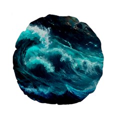 Thunderstorm Tsunami Tidal Wave Ocean Waves Sea Standard 15  Premium Flano Round Cushions by uniart180623