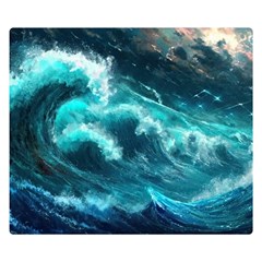 Thunderstorm Tsunami Tidal Wave Ocean Waves Sea Two Sides Premium Plush Fleece Blanket (small) by uniart180623