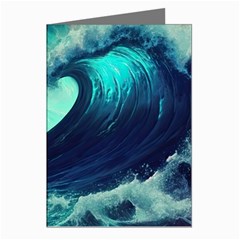 Ai Generated Waves Ocean Sea Tsunami Nautical Fantasy Greeting Cards (pkg Of 8) by uniart180623