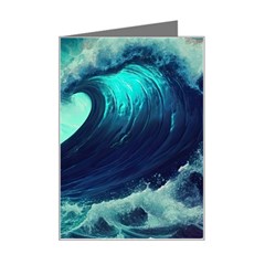 Ai Generated Waves Ocean Sea Tsunami Nautical Fantasy Mini Greeting Card by uniart180623