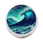 Ai Generated Waves Ocean Sea Tsunami Nautical Fantasy 4-Port USB Hub (Two Sides) Front