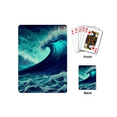 Ai Generated Waves Ocean Sea Tsunami Nautical Fantasy Playing Cards Single Design (mini) by uniart180623