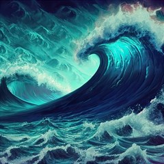 Ai Generated Waves Ocean Sea Tsunami Nautical Fantasy Play Mat (rectangle) by uniart180623