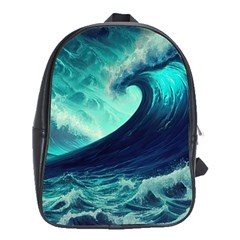 Ai Generated Waves Ocean Sea Tsunami Nautical Fantasy School Bag (xl) by uniart180623