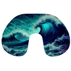 Ai Generated Waves Ocean Sea Tsunami Nautical Fantasy Travel Neck Pillow by uniart180623