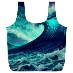 Ai Generated Waves Ocean Sea Tsunami Nautical Fantasy Full Print Recycle Bag (xl) by uniart180623